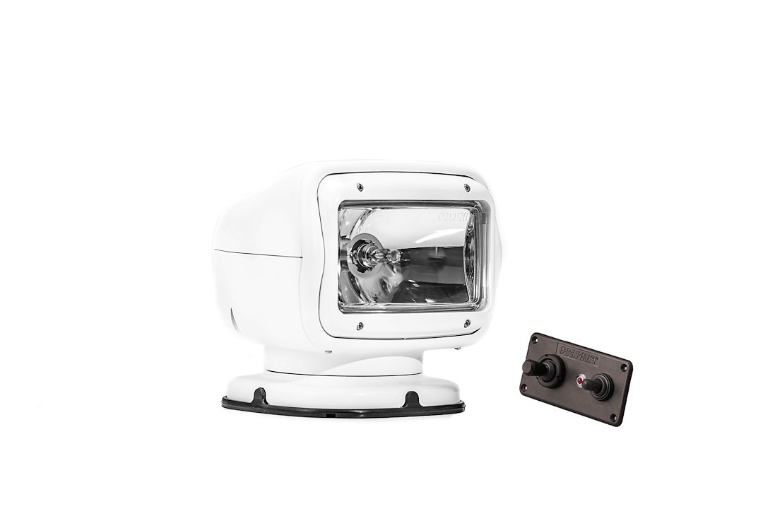 Golight Spotlight, 65 Watt Halogen, White Rectangular Housing, Permanent Mount, White Light – 2020GT