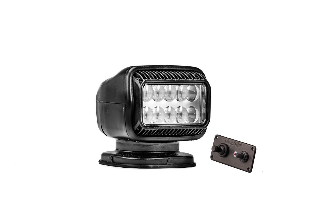 Golight Spotlight, 40 Watt LED, Black Rectangular Housing, Permanent Mount, White Light – 20214GT