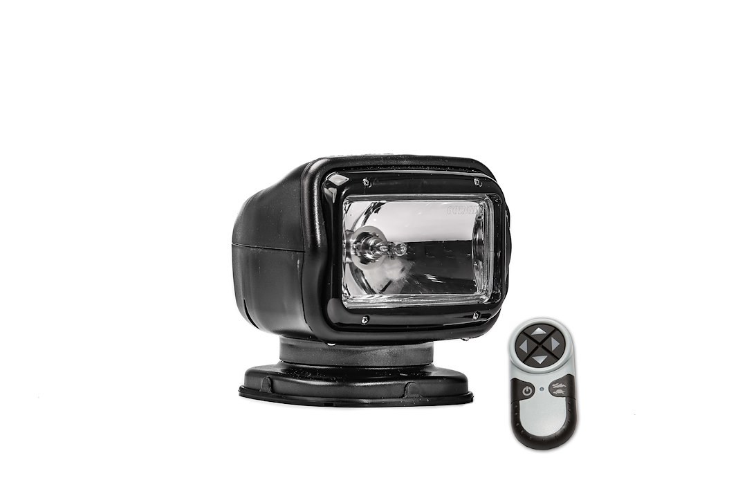 Golight Spotlight, 65 Watt Halogen, Black Rectangular Housing, Permanent Mount, White Light – 2051GT