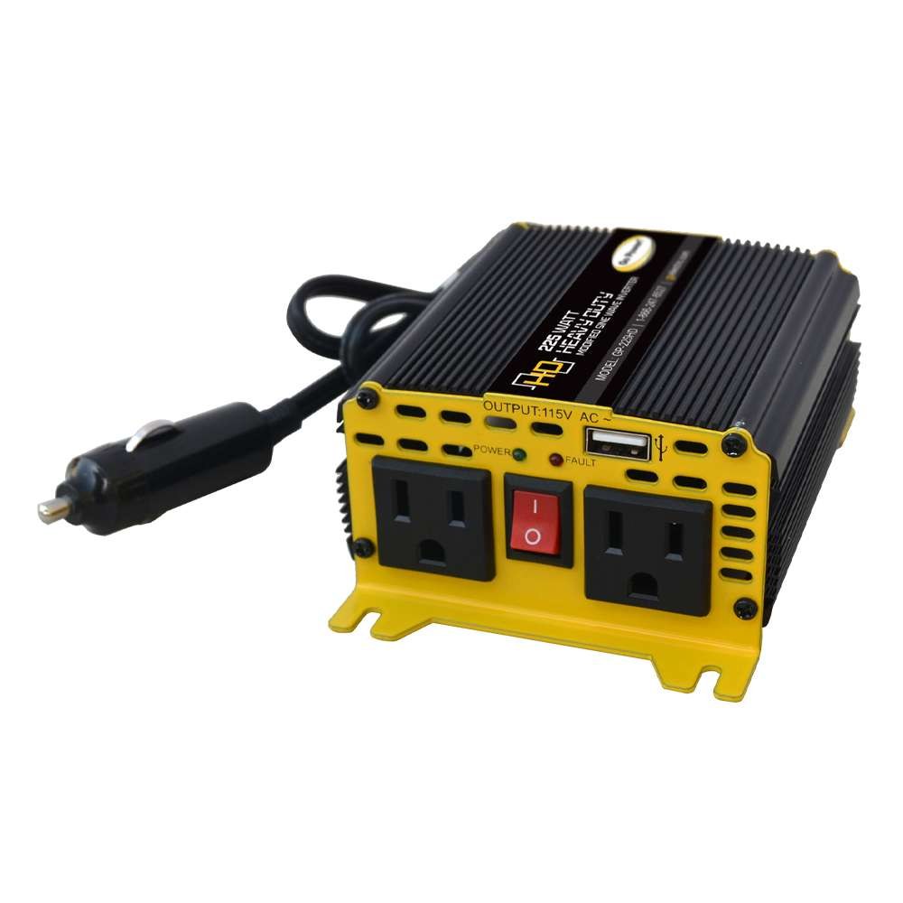 Go Power Power Inverter, Inverts 10.5 – 16 Volt DC to 100 – 120 Volt AC, Modified Sine Wave Inverter, 175 Watt Output/ 210 Watt Surge – GP-225HD