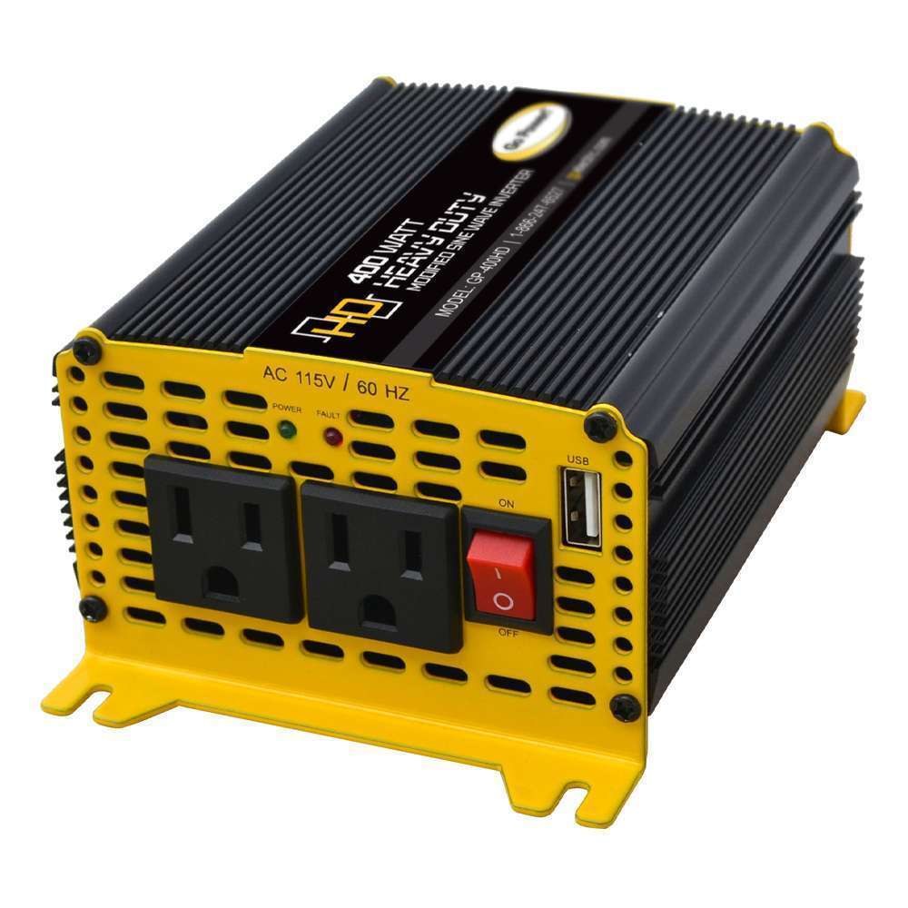Go Power Power Inverter, Inverts 12 Volt DC to 110 Volt AC, Modified Sine Wave Inverter, 300 Watts Output/ 400 Watts Surge – GP-400HD