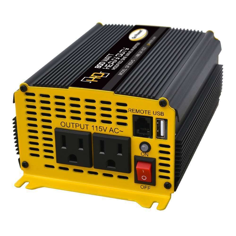 Go Power Power Inverter, Inverts 12 Volt DC to 110 Volt AC, Modified Sine Wave Inverter, 600 Watts Output/ 860 Watts Surge – GP-800HD