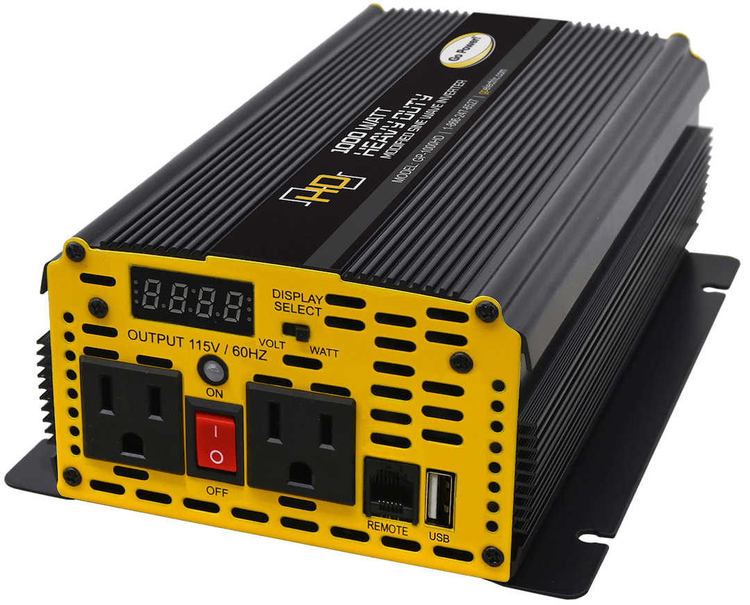 Go Power Power Inverter, Inverts 12 Volt DC to 115 Volt AC, Modified Sine Wave Inverter, 1000 Watts Output/ 1300 Watts Surge – GP-1000HD