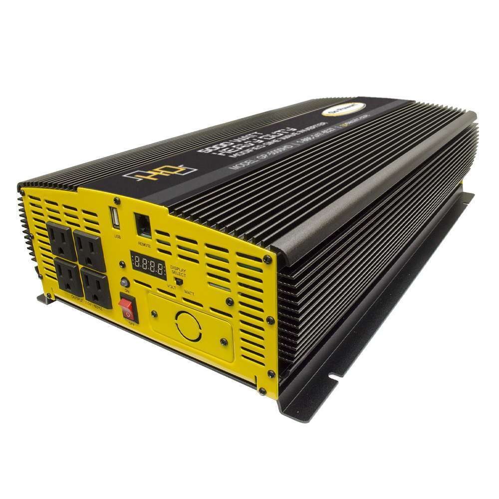 Go Power Power Inverter, Inverts 10.5/15 Volt DC to 115 Volt AC, Modified Sine Wave Inverter, 5000 Watts Output/ 10000 Watts Surge – GP-5000HD