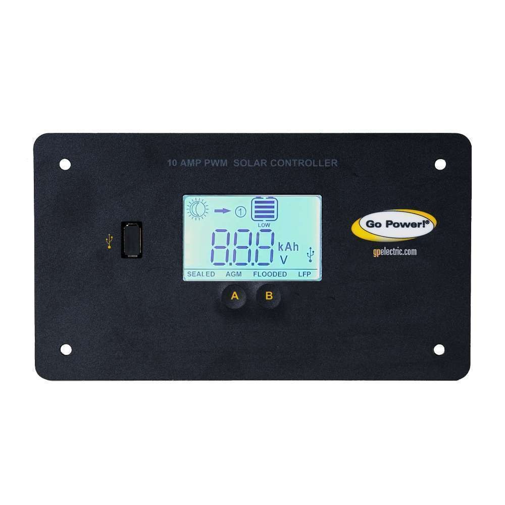 Go Power Battery Charger Controller, For Use with Solar 12 Volt Battery Chargers, Digital Solar Controller with Lcd Display, 30 Watt – GP-PWM-10-FM