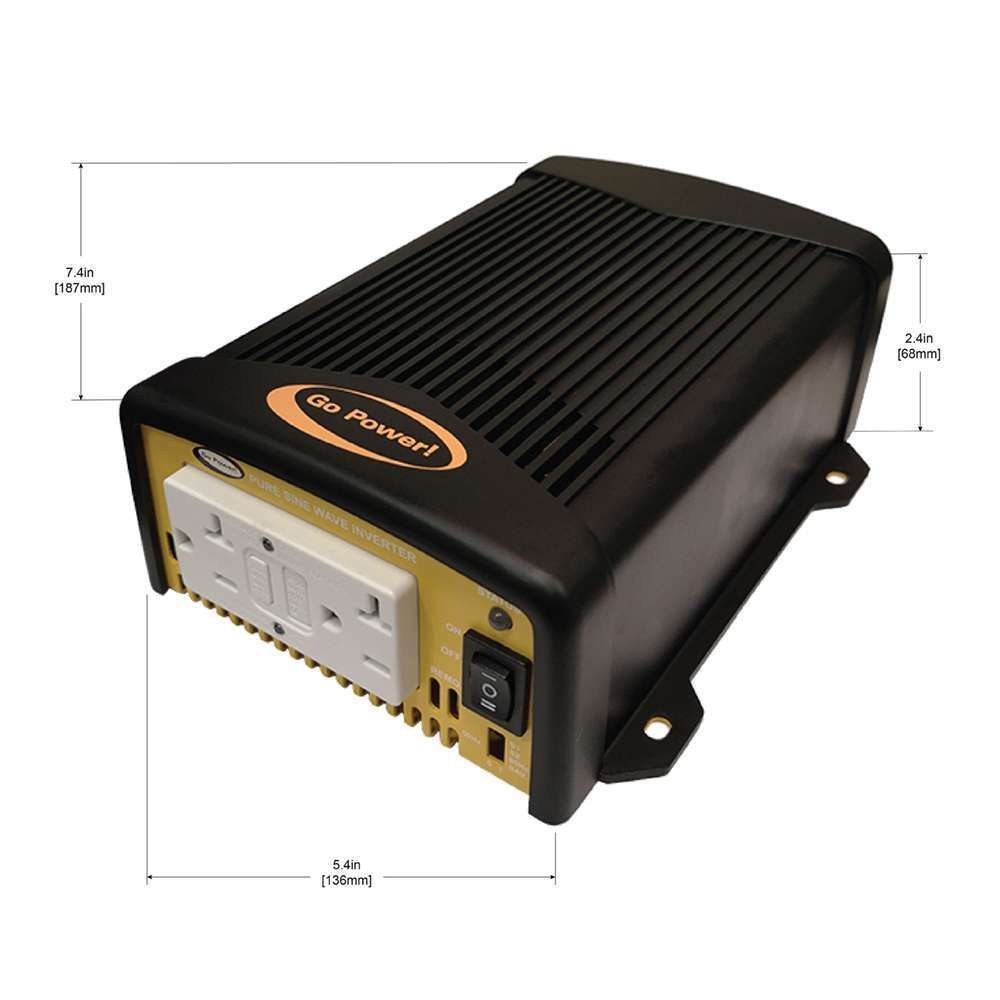 Go Power Power Inverter, Inverts 10.5 to 16.5 Volt DC to 100 to 120 Volt AC, Pure Sine Wave Inverter, 400 Continuous Watts – GP-ISW400-12