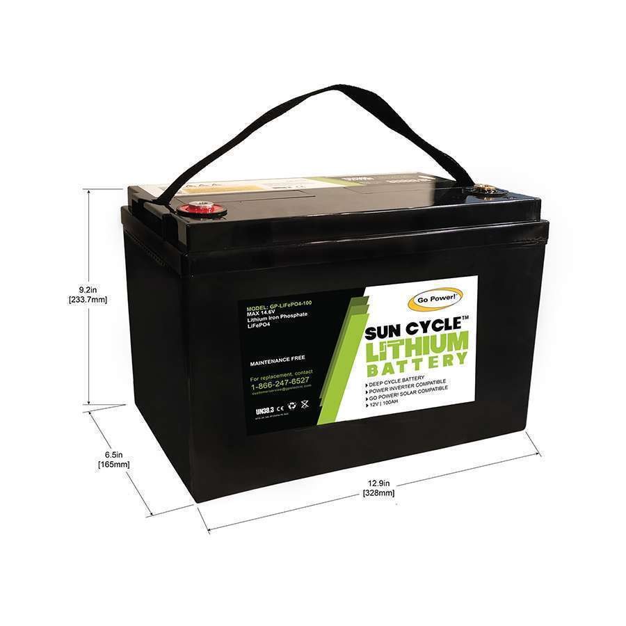 Go Power Battery, Solar Battery, Replacement for Group 31 Lead Acid or AGM Batteries, 12.8 Volts – GP-LIFEPO4-100