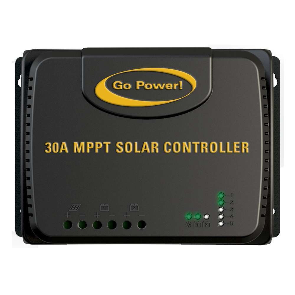Go Power Battery Charger Controller, Use with All Battery Types (lead Acid/ LiFePO4), Analog Solar Controller, LED Fault Indicators – GP-RVC-30-MPPT