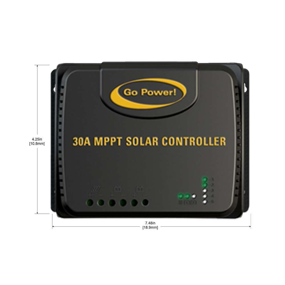 Go Power Battery Charger Controller, Use with All Battery Types (lead Acid/ LiFePO4), Analog Solar Controller, LED Fault Indicators – GP-RVC-30-MPPT