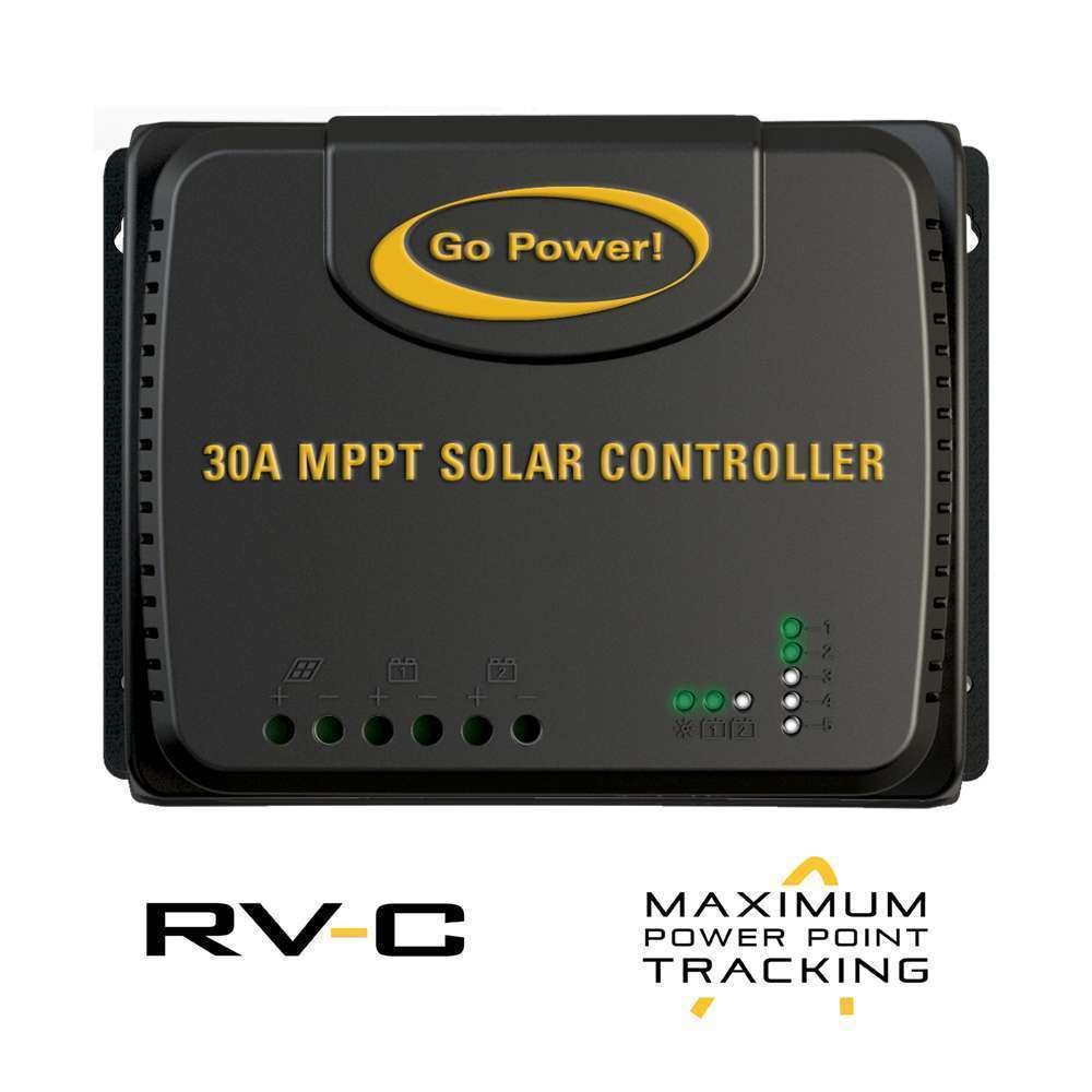 Go Power Battery Charger Controller, Use with All Battery Types (lead Acid/ LiFePO4), Analog Solar Controller, LED Fault Indicators – GP-RVC-30-MPPT