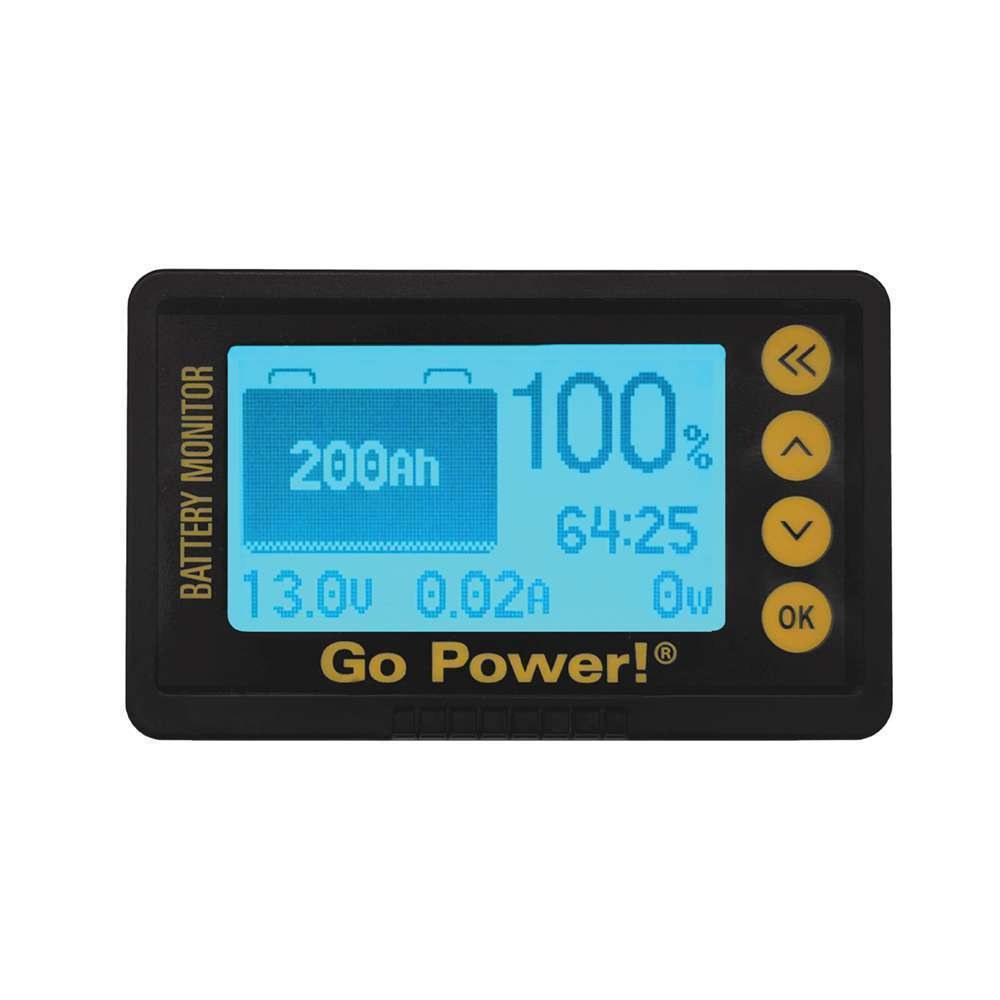 Go Power Battery Monitor, Monitors Voltage/ Current/ Capacity/ State of Charge/ Time Left at Current Draw for All Battery Types – GP-BMK-25