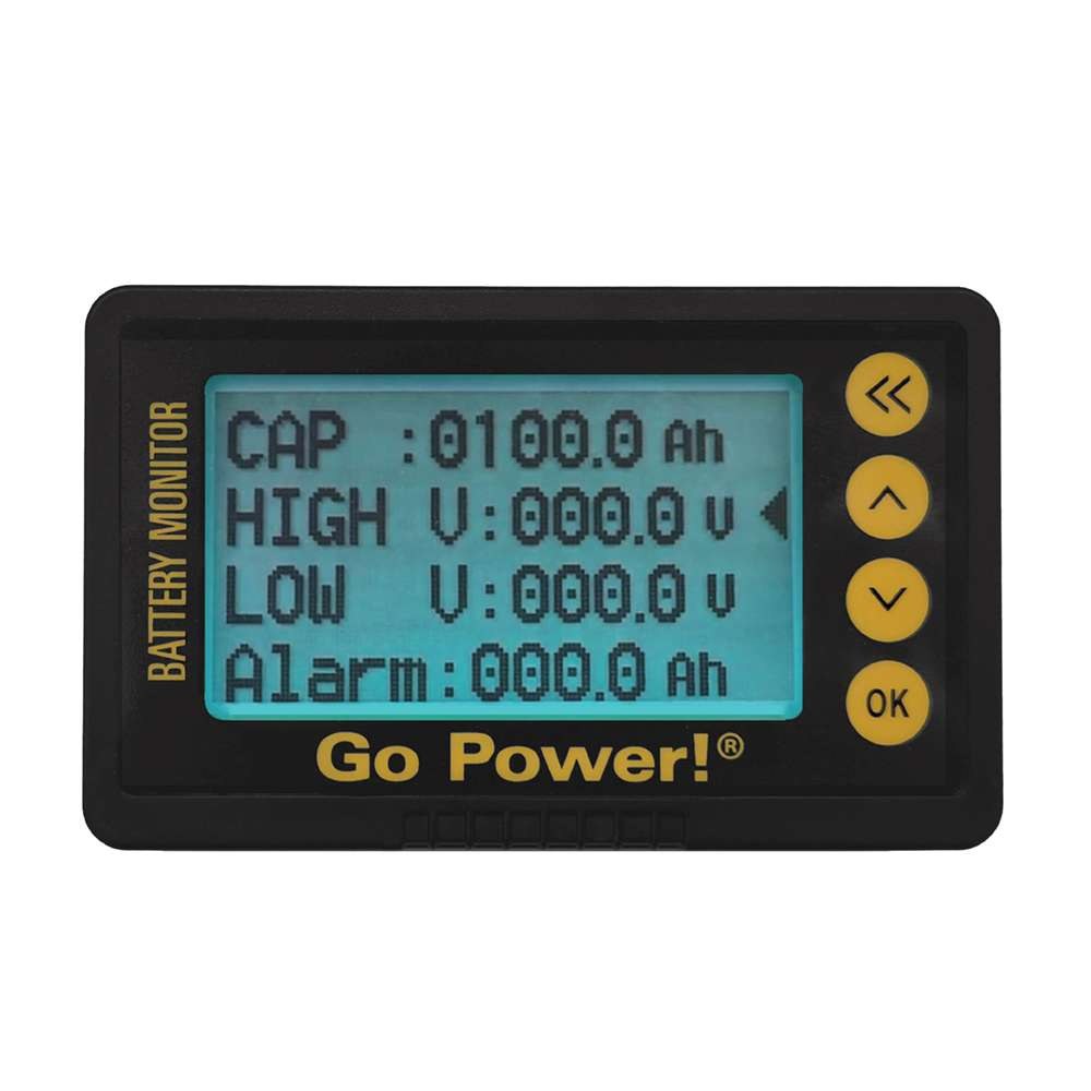 Go Power Battery Monitor, Monitors Voltage/ Current/ Capacity/ State of Charge/ Time Left at Current Draw for All Battery Types – GP-BMK-25