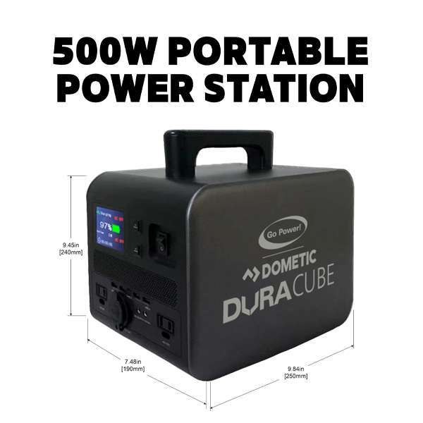 Go Power Power Bank, 500 Watt Output, 12-30 Volt/ 8 Amp/ 120 Watt Max Wall/ Solar Charging – GP-DURACUBE-500