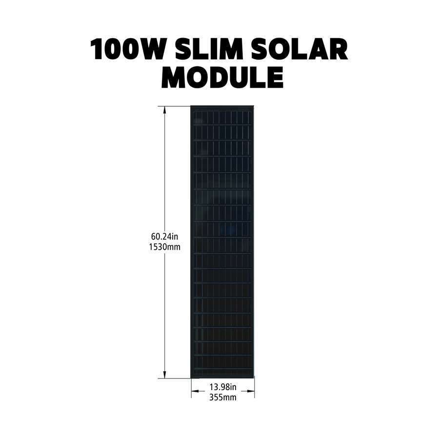 Go Power Solar Kit, Expansion Solar Panel, For Use with GP-SLIM-100-KIT, 100 Watt/ 4.73 Amp Charging Current, Monocrystalline – GP-SLIM-100E