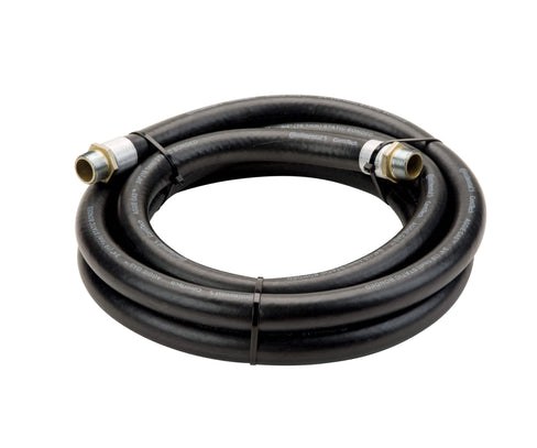 Gpi Liquid Transfer Tank Pump Hose, 12 Foot Length X 3/4 Inch Diameter, With Static Wire, 1 Inch NPT Thread, Black, Rubber – 110523-1