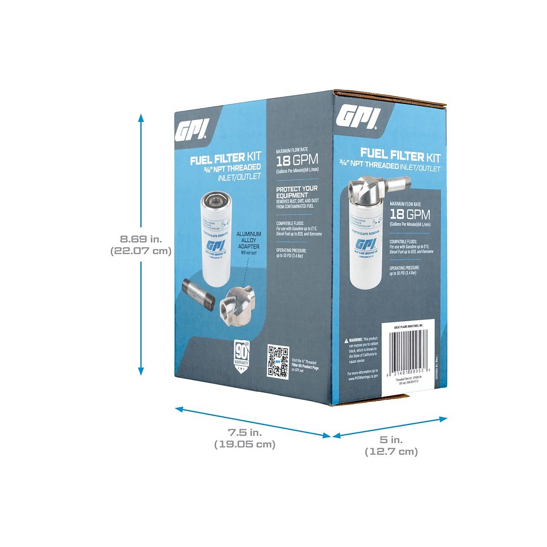 Gpi Fuel Filter, Particulate, For Fuel Transfer Pumps, Diesel Fuel (biodiesel Blends Up to B20)/ Gasoline (gasohol Up to E15)/ Kerosene – 129500-06