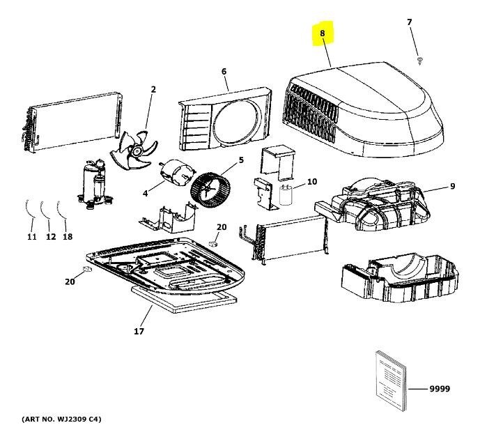 Ge Appliance Air Conditioner Ceiling Assembly Shroud, For Use with ARC15AACB/ ARC13AACB/ ARH15AACB/ ARC13AHCB Air Conditioners, Black, Plastic – RARSB