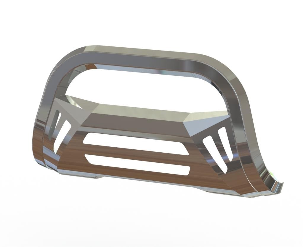 Maxway Int. Bull Bar, Octa Series, Polished, Silver, Stainless Steel, Without Light Mounting Tabs, With Skid Plate – 600007