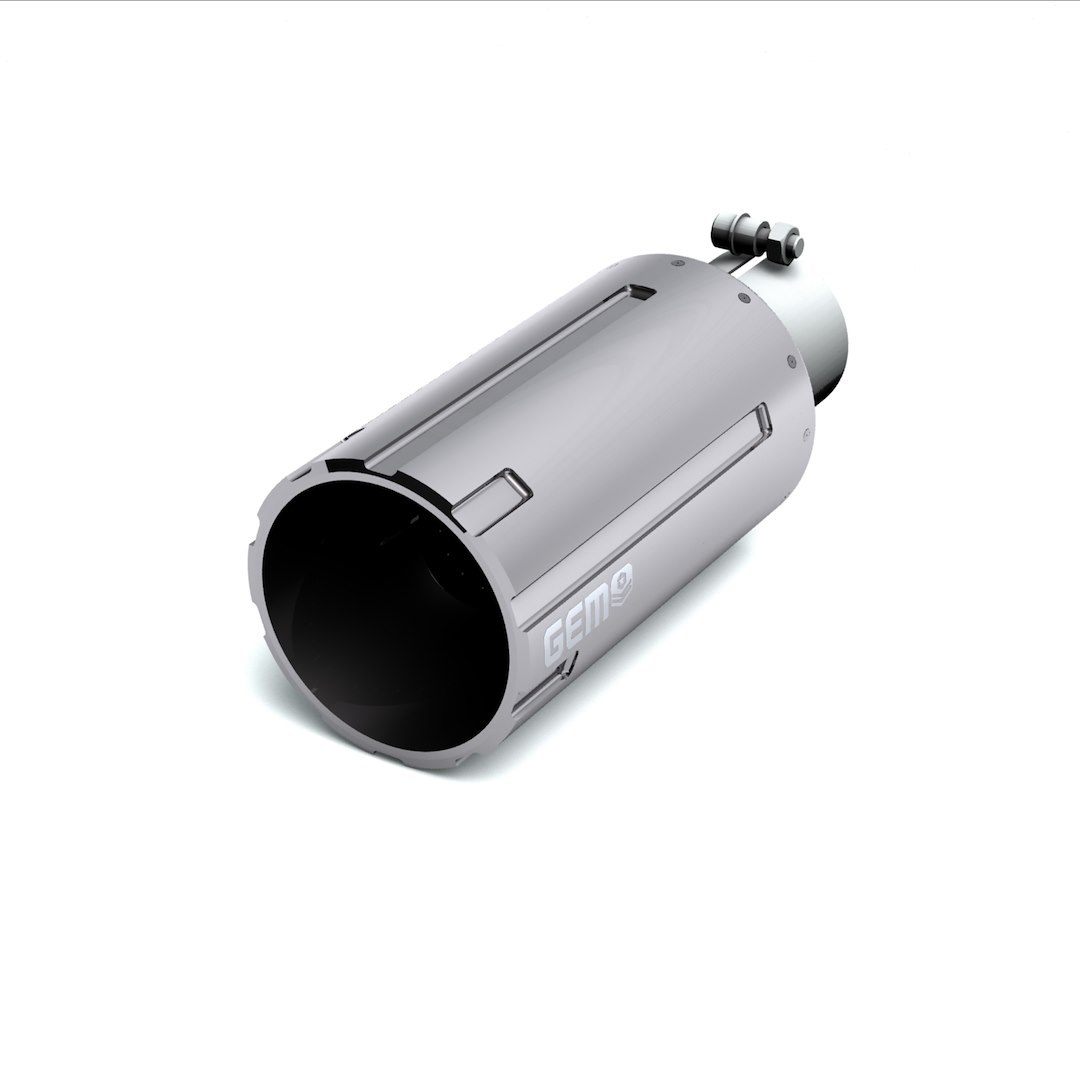 Maxway Int. Exhaust Tail Pipe Tip, 3-1/2 Inch Clamp on or Weld on, 5 Inch Outlet, Billet Aluminum with 304 Stainless Inlet, Round, Barrel Cut – B00355