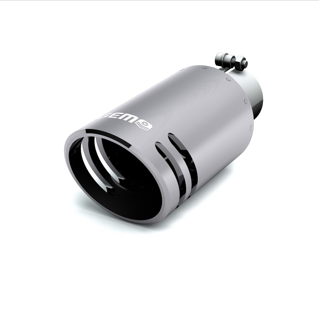 Maxway Int. Exhaust Tail Pipe Tip, 3-1/2 Inch Clamp on or Weld on, 5 Inch Outlet, Billet Aluminum with 304 Stainless Inlet, Round – B01355