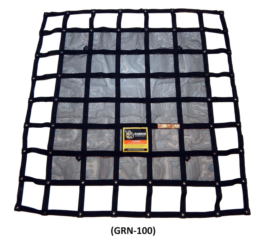 Gladiator Ca Interior Cargo Net, Mounts to Jeeps/ Cargo Racks, 4.75 Feet Width X 5.25 Feet Length, Polypropylene Webbing – GRN-100