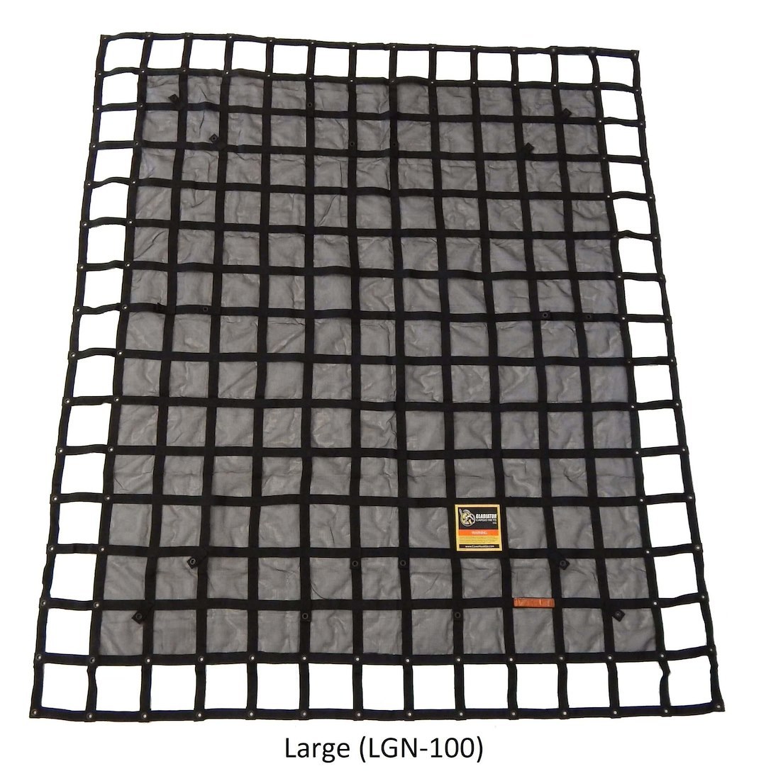 Gladiator Ca Exterior Cargo Net, Mounts to Truck Bed, 8.75 Feet Width X 10 Feet Length, Large, Polypropylene Webbing – LGN-100