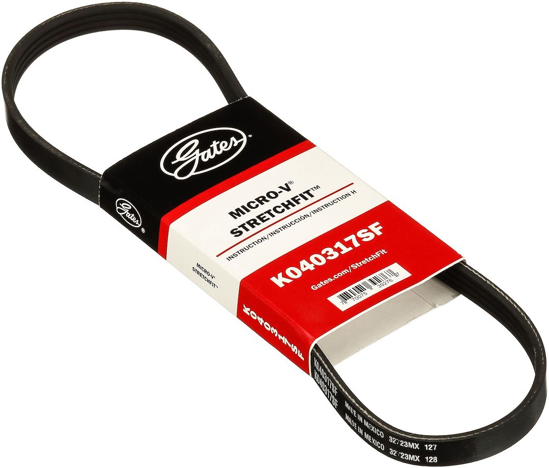 Gates Serpentine Belt, Micro-V ® Stretch Fit ®, 32-1/4 Inch Outside Circumference, 4 Rib – K040317SF