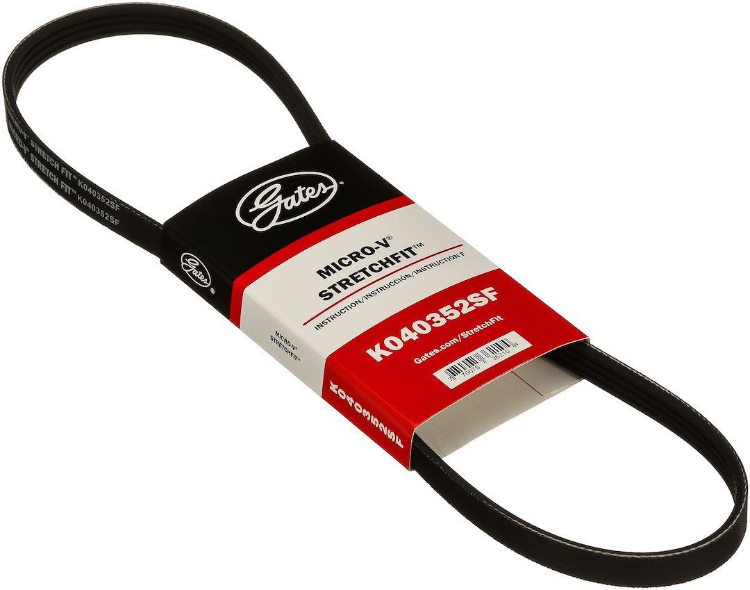 Gates Serpentine Belt, Micro-V ® Stretch Fit ®, 35-7/8 Inch Outside Circumference, 4 Rib – K040352SF