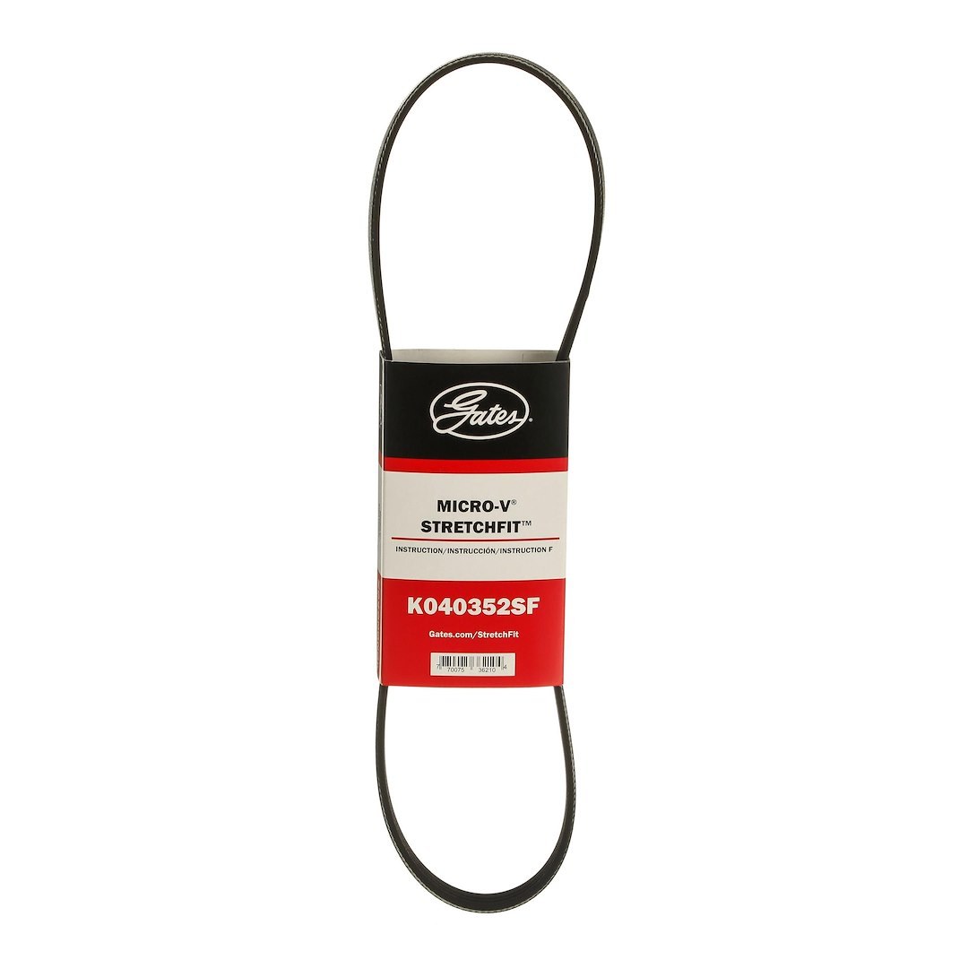Gates Serpentine Belt, Micro-V ® Stretch Fit ®, 35-7/8 Inch Outside Circumference, 4 Rib – K040352SF