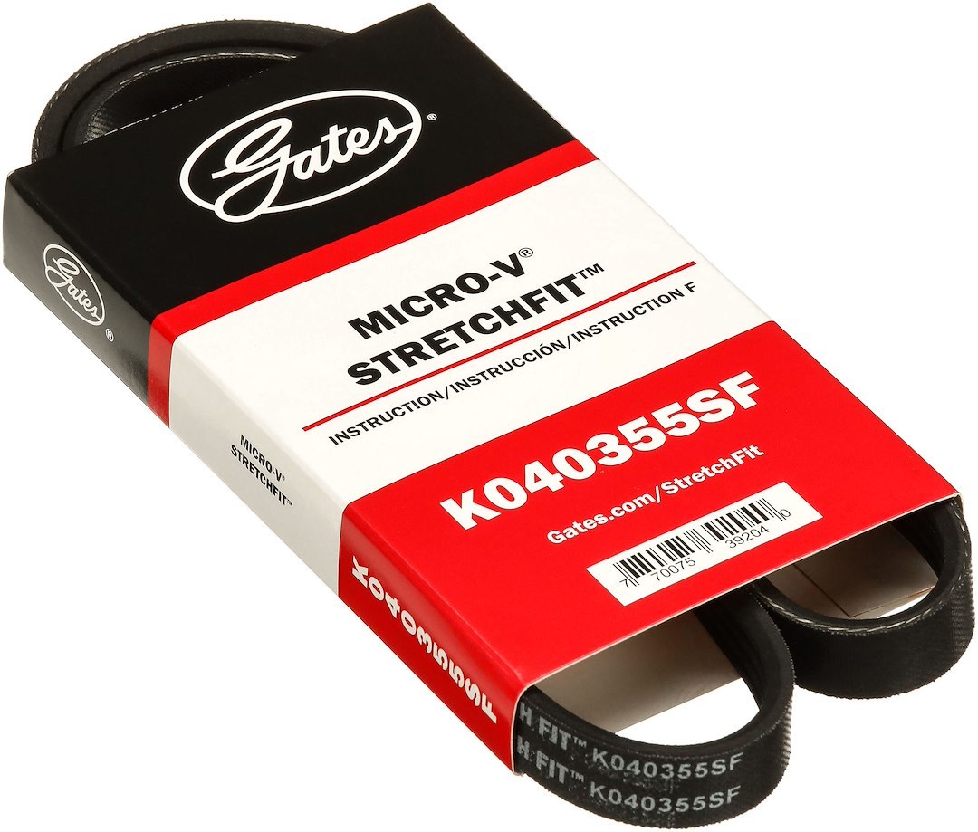 Gates Serpentine Belt, Micro-V ® Stretch Fit ®, 36 Inch Outside Circumference, 4 Rib – K040355SF