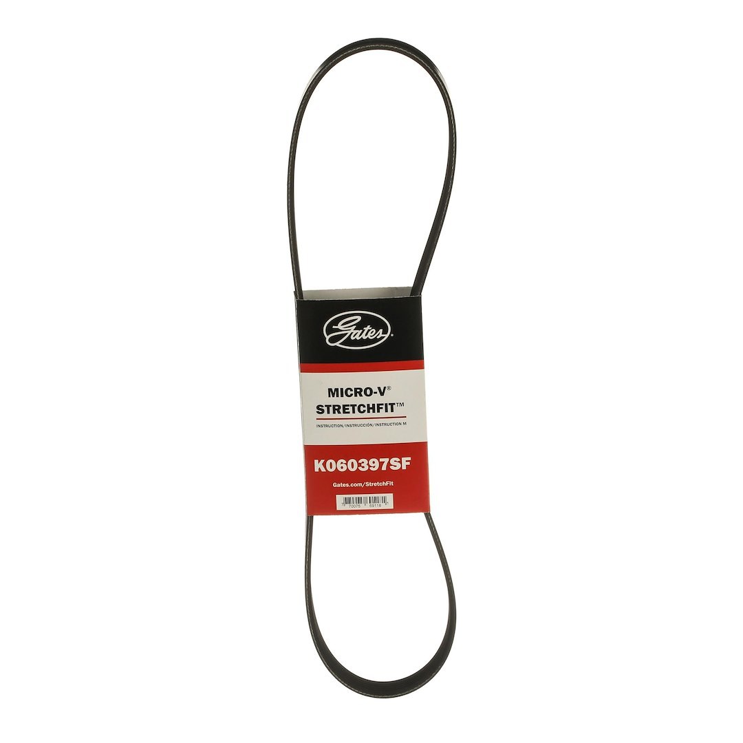 Gates Serpentine Belt, Micro-V ® Stretch Fit ®, 40-3/8 Inch Outside Circumference, 6 Rib – K060397SF