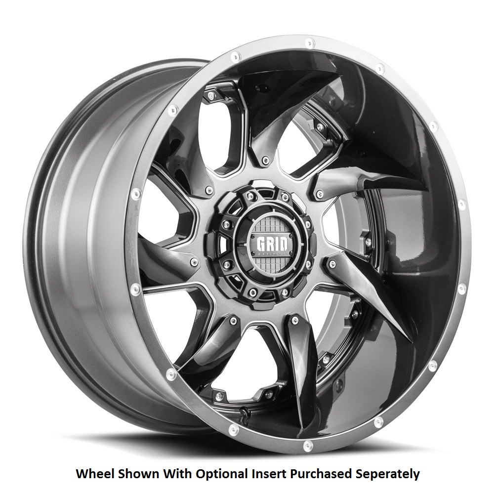Grid Off-Road Wheel, GD01, 20 Inch Diameter X 9 Inch Width, 8 X 170 Millimeter/ 8 X 6.69 Inch Bolt Pattern – GD0120090870G125