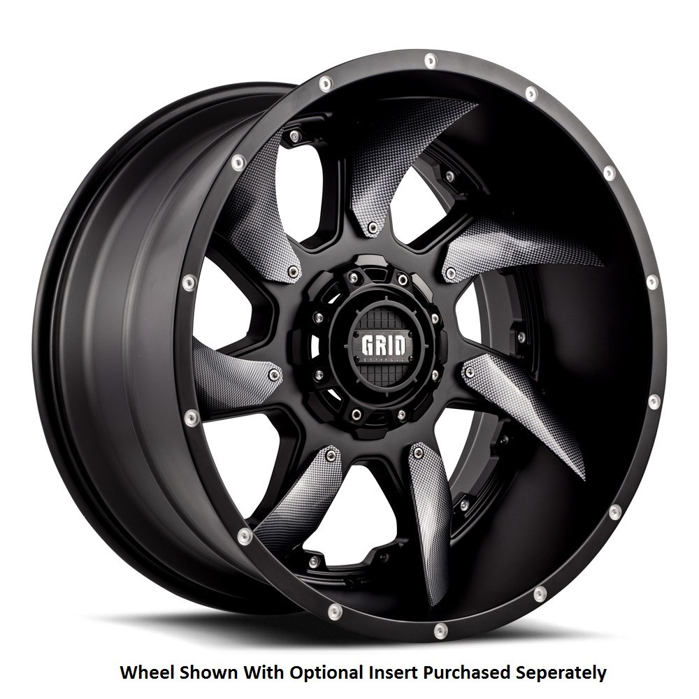 Grid Off-Road Wheel, GD01, 20 Inch Diameter X 9 Inch Width, 8 X 180 Millimeter/ 8 X 7.09 Inch Bolt Pattern – GD0120090880B124