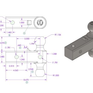 Gen-Y Hitch Trailer Hitch Ball Mount, Compatible with 2-½ Inch Gen-Y Receivers, 32000 Pound Capacity, With 2-5/16 Inch and 2 Inch Balls – GH-0161