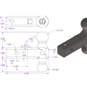 Gen-Y Hitch Trailer Hitch Ball Mount, Compatible with 2 Inch Gen-Y Receivers, 16000 Pound Capacity, With 2-5/16 Inch and 2 Inch Balls – GH-051