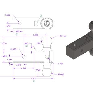 Gen-Y Hitch Trailer Hitch Ball Mount, Compatible with 2-1/2 Inch Gen-Y Receivers, 21000 Pound Capacity, With 2-5/16 Inch and 2 Inch Balls – GH-061