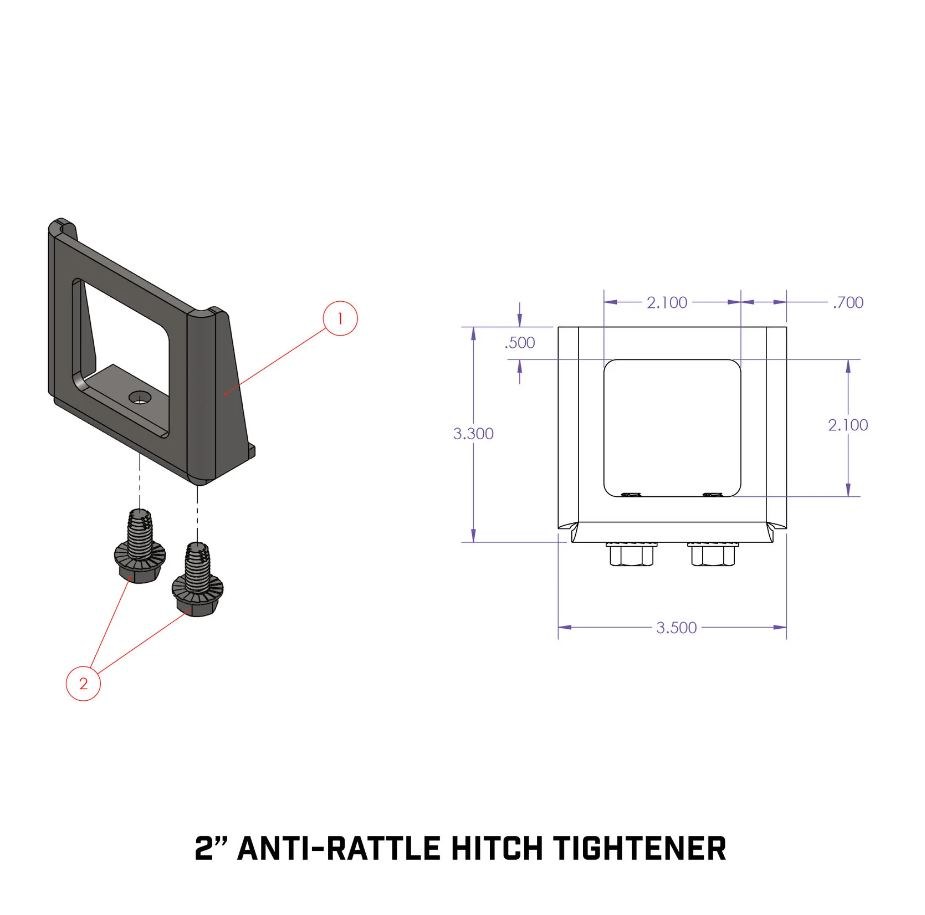 Gen-Y Hitch Trailer Hitch Receiver Tube Anti Rattle Bracket, Use with 2 Inch Reciever, Bolt-On – GH-102229