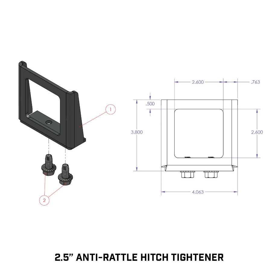Gen-Y Hitch Trailer Hitch Receiver Tube Anti Rattle Bracket, Use with 2-1/2 Inch Reciever, Bolt-On – GH-102230