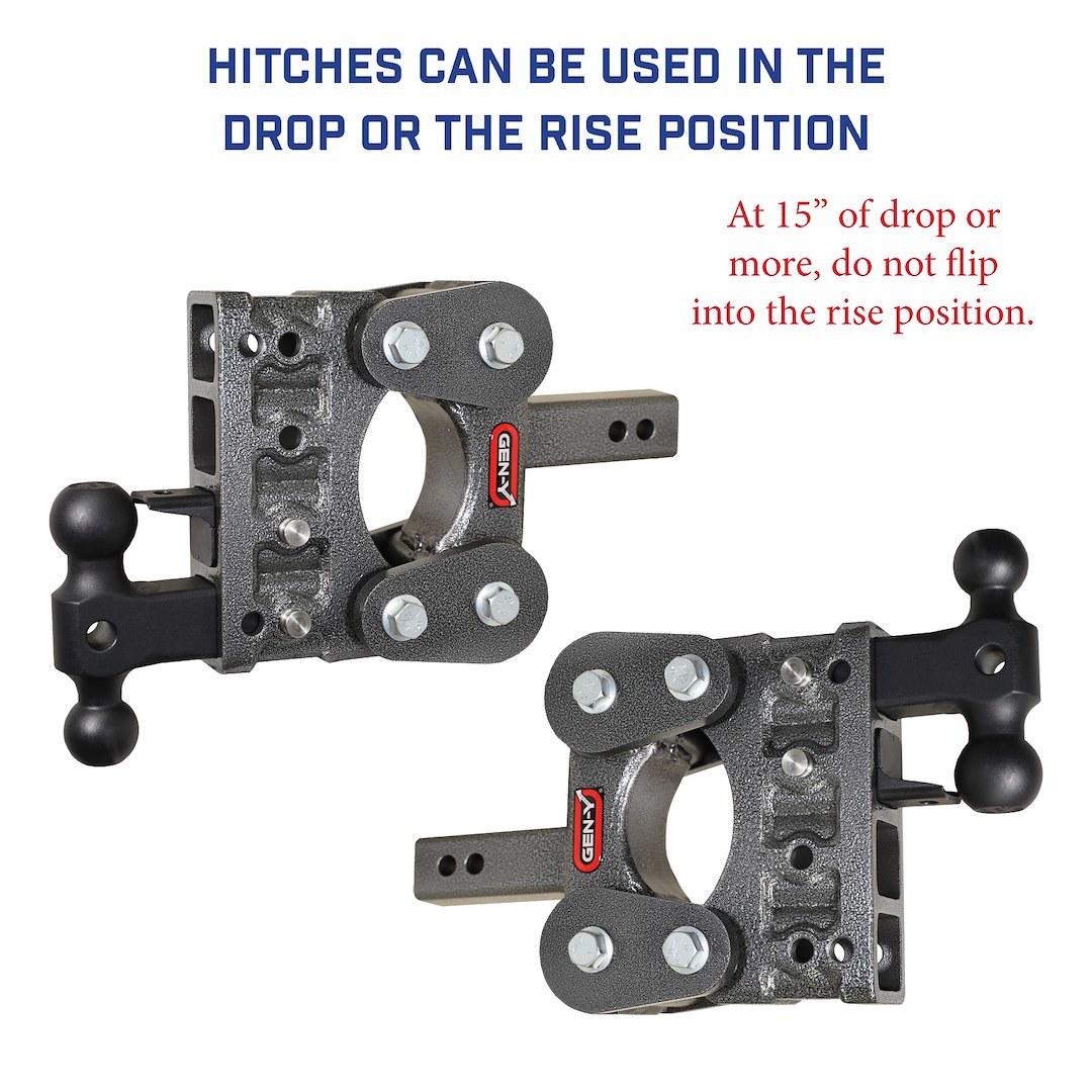 Gen-Y Hitch Trailer Hitch Ball Mount, The Boss Torsion-Flex, Fits 2-1/2 Inch Receiver, 16000 Gross Trailer Weight, Adjustable, Non-Stowable – GH-1115