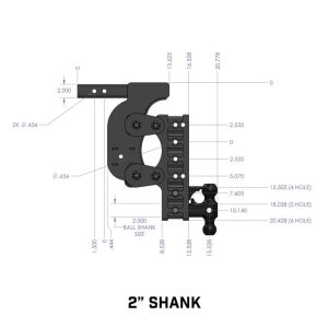 Gen-Y Hitch Trailer Hitch Ball Mount, Fits 2 Inch Receiver, 16000 Gross Trailer Weight, Adjustable, Non-Stowable – GH-1215
