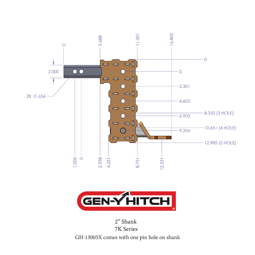 Gen-Y Hitch Trailer Hitch Ball Mount, Phantom, Fits 2 Inch Receiver, 7000 Gross Trailer Weight, Adjustable, Non-Stowable – GH-13053X