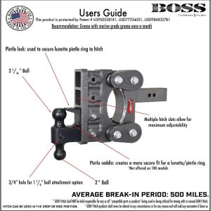 Gen-Y Hitch Trailer Hitch Ball Mount, The Boss Torsion-Flex, Fits 3 Inch Receiver, 21000 Gross Trailer Weight, Adjustable, Non-Stowable – GH-1814