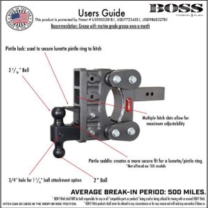 Gen-Y Hitch Trailer Hitch Ball Mount, The Boss Torsion-Flex, Fits 3 Inch Receiver, 21000 Gross Trailer Weight, Adjustable, Non-Stowable – GH-1815