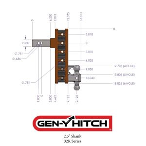 Gen-Y Hitch Trailer Hitch Ball Mount, Mega-Duty, Fits 2-1/2 Inch Receiver, 32000 Gross Trailer Weight, Adjustable, Non-Stowable – GH-1924