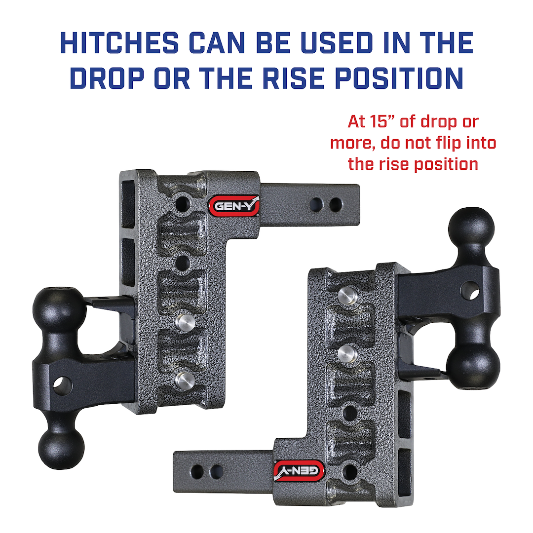 Gen-Y Hitch Trailer Hitch Ball Mount, Mega-Duty, Fits 3 Inch Receiver, 32000 Gross Trailer Weight, Adjustable, Non-Stowable – GH-1925