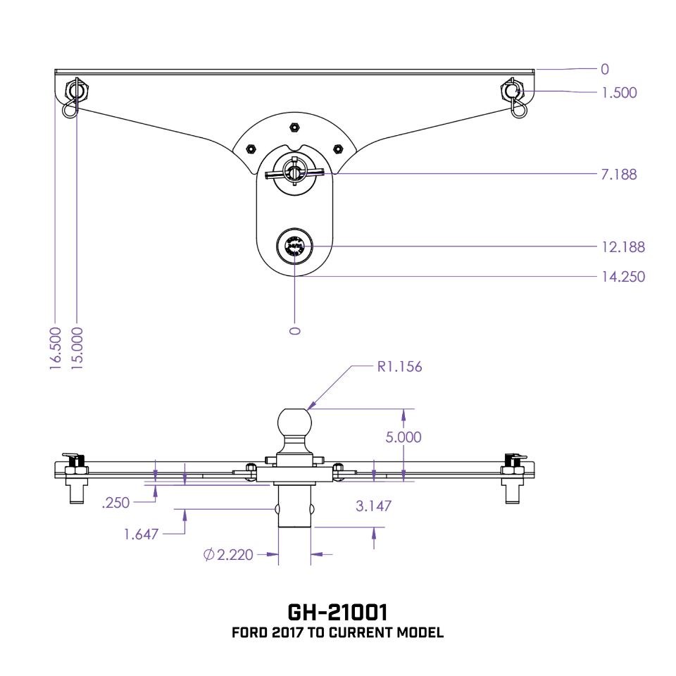 Gen-Y Hitch Gooseneck Trailer Hitch Ball, Goosepuck, 5 Inch Offset, For Use with OEM Puck Systems, 25000 Pound Capacity – GH-21001