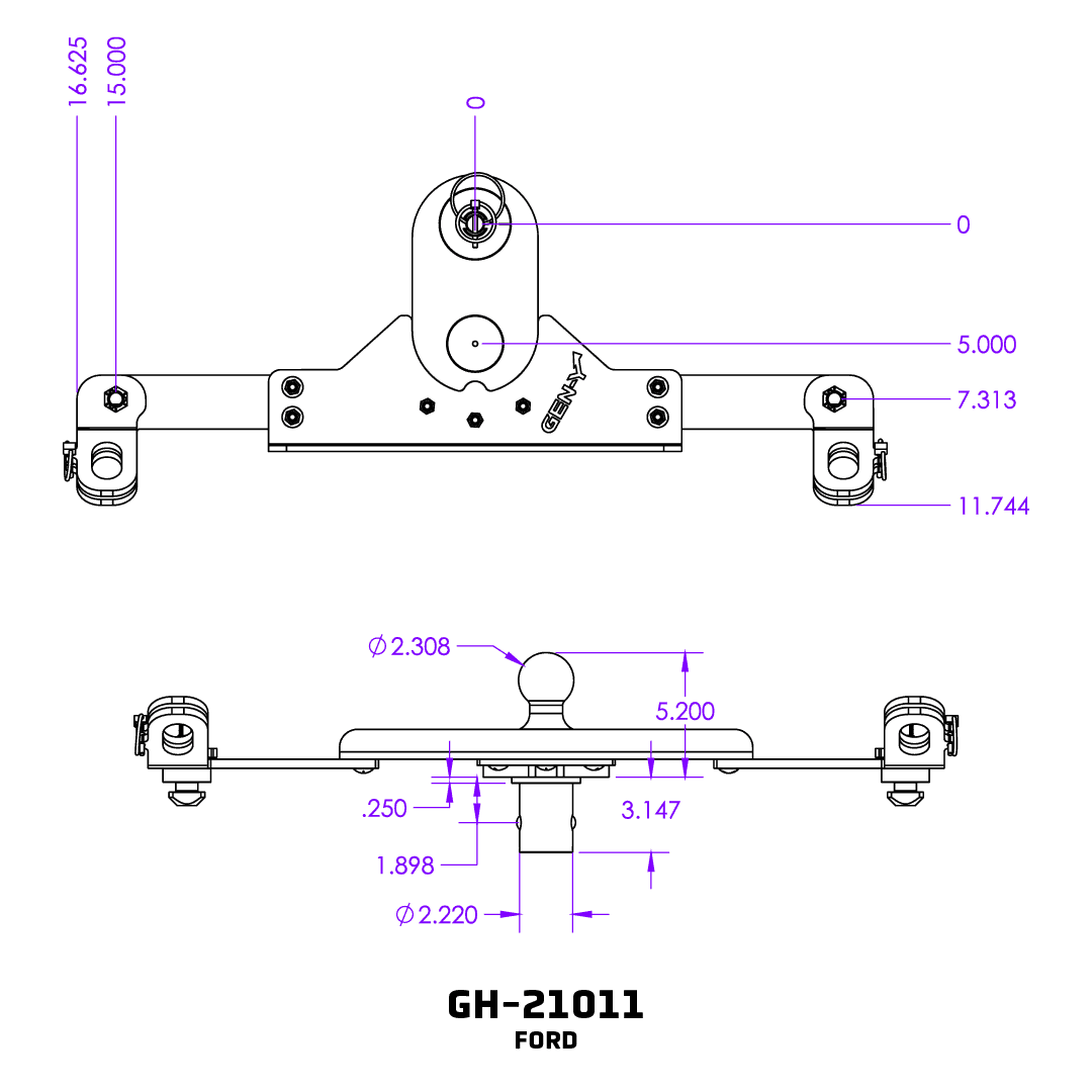 Gen-Y Hitch Gooseneck Trailer Hitch Ball, Goosepuck Gen 2, 5 Inch Offset, For Use with OEM Puck Systems, 25000 Pound Capacity – GH-21011