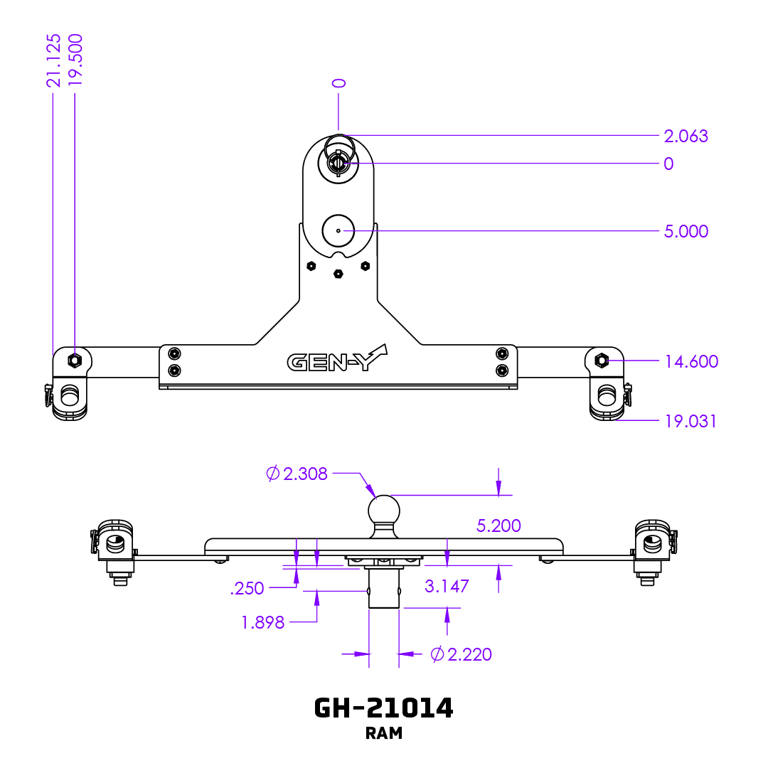Gen-Y Hitch Gooseneck Trailer Hitch Ball, Goosepuck Gen 2, 5 Inch Offset, For Use with OEM Puck Systems, 25000 Pound Capacity – GH-21014