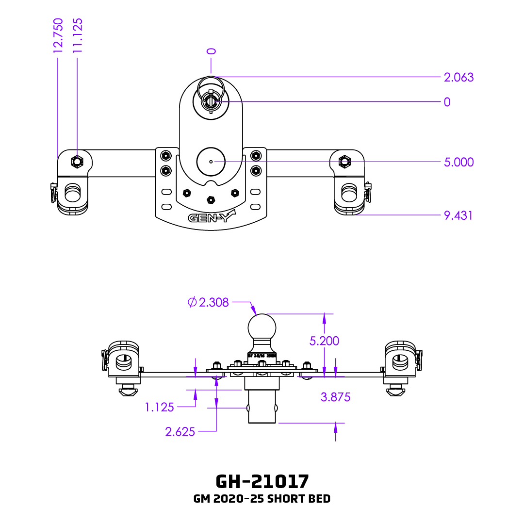 Gen-Y Hitch Gooseneck Trailer Hitch Ball, Goosepuck Gen 2, 5 Inch Offset, For Use with OEM Puck Systems, 25000 Pound Capacity – GH-21017