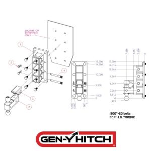 Gen-Y Hitch Trailer Hitch Ball Mount, Mega-Duty, Bolt-On, 32000 Gross Trailer Weight, Adjustable, Non-Stowable, 9 Inch DROP/9 Inch Rise – GH-3024